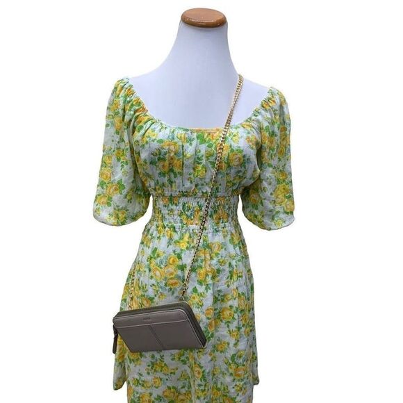 Fossil Womens Tara Zip Clutch in Gray Leather WOC on Chain - Picture 2 of 8